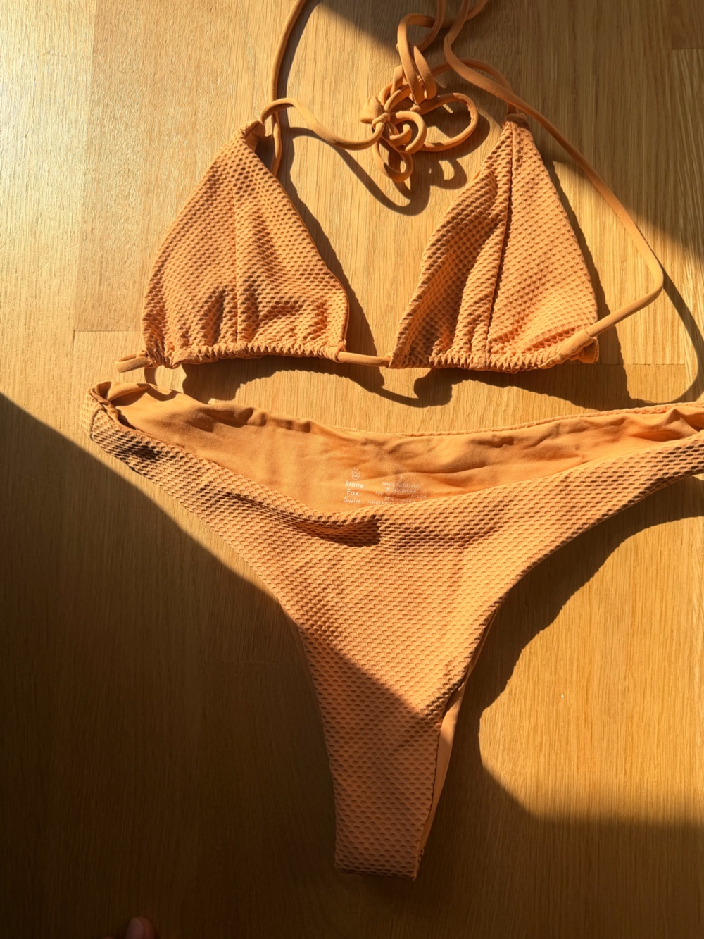 Stone Fox Swim Waffle Texture Bikini in Tan